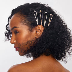 Metal Rhinestone Drop Bobby Pins 4pc Set - Gold and Silver