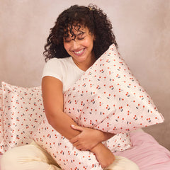 Satin Pillowcase in Cherry Print 2 Pack