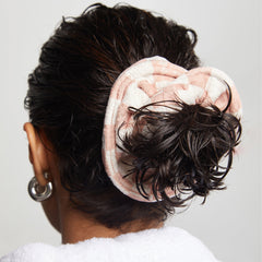 Terracotta Checker Microfiber Towel Scrunchies 2pc Set