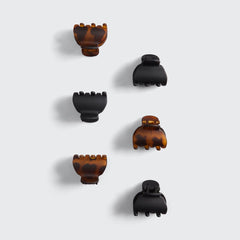Black & Tort Claw Clips 6pc Set - X-Small